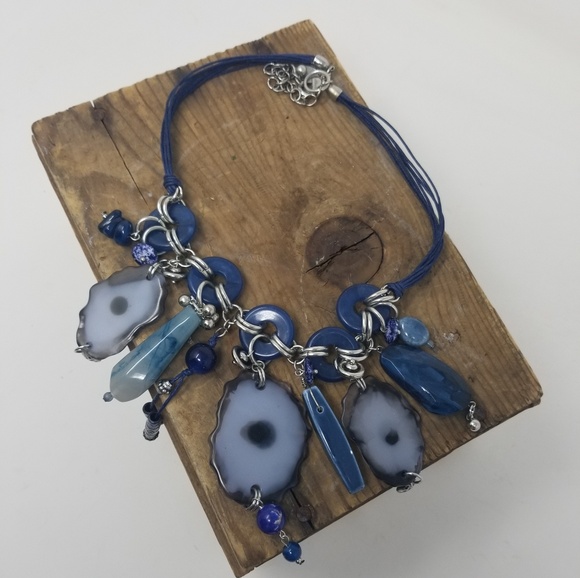 Chico's Jewelry - Chico's Necklace Blue Silver Chain Statement